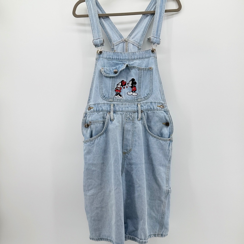 Mickey Unlimited Jerry Leigh Vintage Disney Denim Overalls Light Wash Small 90s